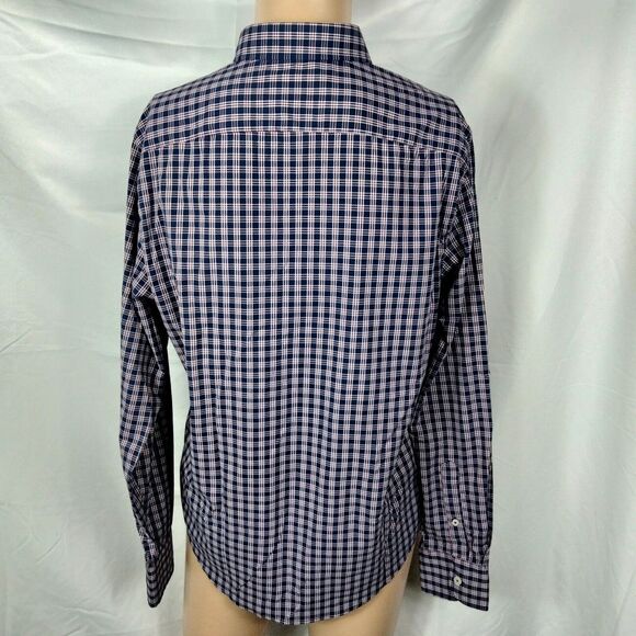 Untuckit Shirt Mens L Blue Slim Fit Plaid Long Sleeve Button Front Casual Nylon - Picture 6 of 8